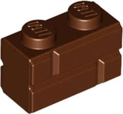 Lego (N) ~ Brick Modified 1 x 2 with Masonry Profile ~ [Reddish Brown]