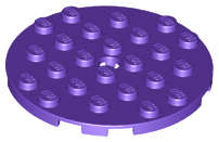Lego (N) ~ Plate Round 6 x 6 with Hole ~ [Dark Purple]