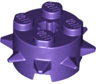 Lego (N) ~ Brick Round 2 x 2 with Spikes and Axle Hole ~ [Dark Purple]