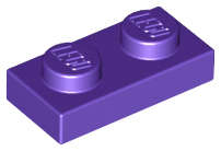 Lego (U) ~ Plate 1 x 2 ~ [Dark Purple]