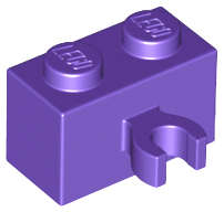 Lego (N) ~ Brick Modified 1 x 2 with Open O Clip Thick (Vertical Grip) ~ [Dark Purple]