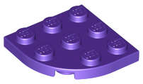 Lego (N) ~ Plate Round Corner 3 x 3 ~ [Dark Purple]