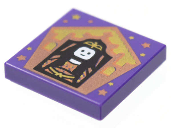 Lego (N) ~ Tile 2 x 2 with HP Chocolate Frog Card Rowena Ravenclaw Pattern ~ [Dark Purple]