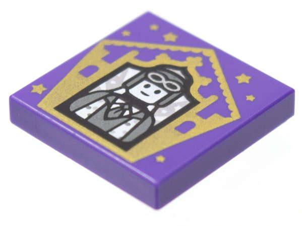 Lego (N) ~ Tile 2 x 2 with HP Chocolate Frog Card Jocunda Sykes Pattern ~ [Dark Purple]