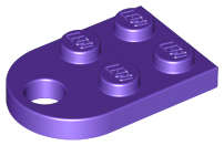 Lego (N) ~ Plate Modified 2 x 3 with Hole ~ [Dark Purple]