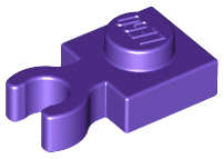 Lego (N) ~ Plate Modified 1 x 1 with Open O Clip Thick (Vertical Grip) ~ [Dark Purple]
