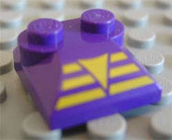 Lego (U) ~ Slope Curved 2 x 2 x 2/3 with 2 Studs and Curved Sides with Yellow Trian ~ [Dark Purple]