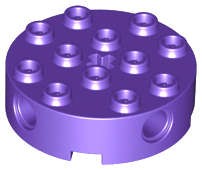 Lego (N) ~ Brick Round 4 x 4 with 4 Side Pin Holes and Center Axle Hole ~ [Dark Purple]