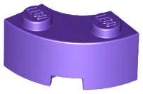 Lego (N) ~ Brick Round Corner 2 x 2 Macaroni with Stud Notch and Reinforced Undersid ~ [Dark Purple]