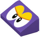 Lego (N) ~ Slope 30 1 x 2 x 2/3 with Black and White Eyes Partially Closed Yellow Ey ~ [Dark Purple]