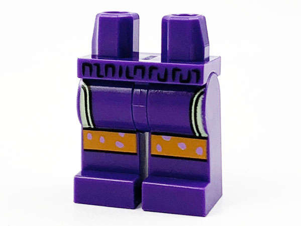 Lego (N) ~ Hips and Legs with Yellowish Green Pockets and Orange Knees with Lavender ~ [Dark Purple]