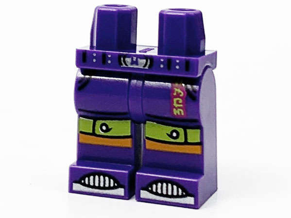Lego (N) ~ Hips and Legs with Lime Shorts Cuffs Orange Knees Magenta Label and Silve ~ [Dark Purple]