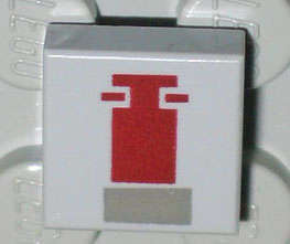 Lego (U) ~ Tile 1 x 1 with Mini Snowspeeder Front End with Dark Gray and Red Rectang ~ [Light Gray]