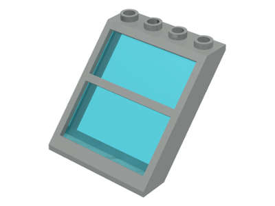 Lego (U) ~ Window 4 x 4 x 3 Roof with Center Bar and Fixed Trans-Light Blue Glass ~ [Light Gray]