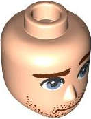 Lego (N) ~ Mini Doll Head Friends Male Large with Reddish Brown Eyebrows Smile and  ~ [Light Nougat]