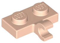 Lego (N) ~ Plate Modified 1 x 2 with Clip on Side (Horizontal Grip) ~ [Light Nougat]