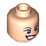 Lego (N) ~ Minifigure Head Female Wide Eyes Red Lips Crooked Grin with Teeth Patter ~ [Light Nougat]
