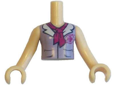 Lego (U) ~ Torso Mini Doll Girl Lavender Blouse Top with Magenta Cross Logo White  ~ [Light Nougat]
