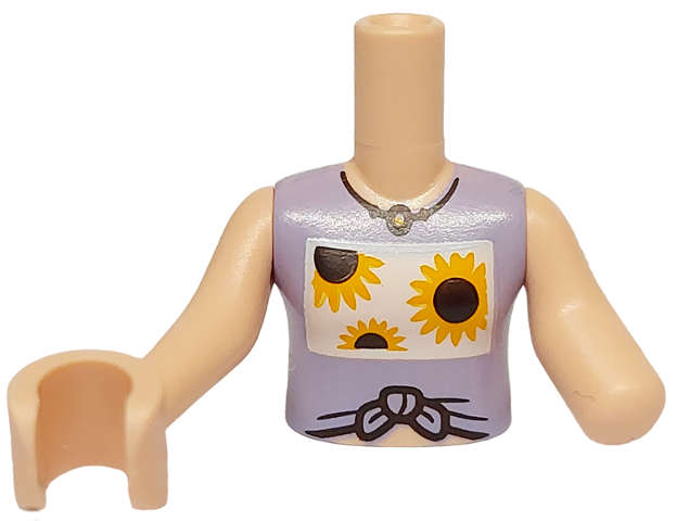 Lego (N) ~ Torso Mini Doll Girl Lavender Tied Sleeveless Vest Top Bright Light Oran ~ [Light Nougat]