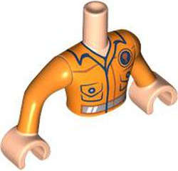 Lego (N) ~ Torso Mini Doll Man Orange Construction Vest with Pockets and Dark Blue  ~ [Light Nougat]