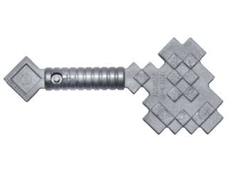 Lego (N) ~ Minifigure Utensil Axe Pixelated (Minecraft) ~ [Flat Silver]