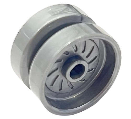 Lego (U) ~ Wheel 18mm D. x 12mm with Axle Hole and Stud Solid Brake Rotor Lines ~ [Flat Silver]