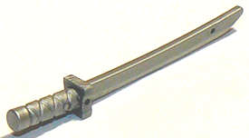 Lego (U) ~ Minifigure Weapon Sword Shamshir / Katana (Square Guard) with Capped Pom ~ [Flat Silver]
