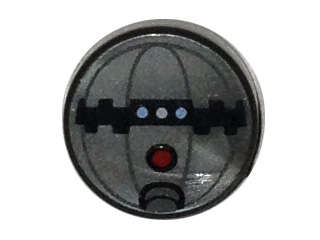 Lego (N) ~ Tile Round 1 x 1 with SW Thermal Detonator with Red Button Pattern ~ [Flat Silver]