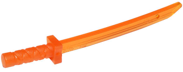 Lego (N) ~ Minifigure Weapon Sword Shamshir / Katana (Square Guard) with Capped Pom ~ [Trans-Orange]