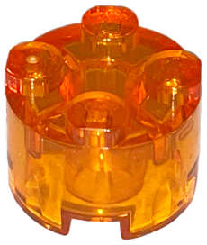 Lego (N) ~ Brick Round 2 x 2 with Axle Hole ~ [Trans-Orange]