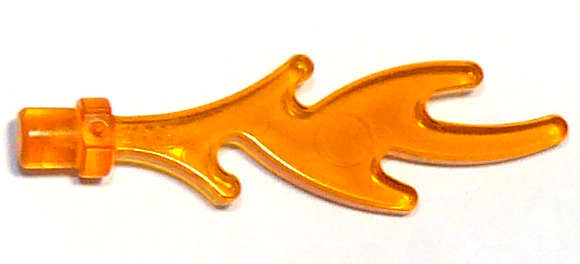 Lego Used - Wave Rounded Straight with Bar End (Castle Dragon Flame / Seaweed / Wat~ [Trans-Orange]