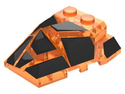 Lego (U) ~ Wedge 4 x 4 Fractured Polygon Top with Black Facets Pattern ~ [Trans-Orange]