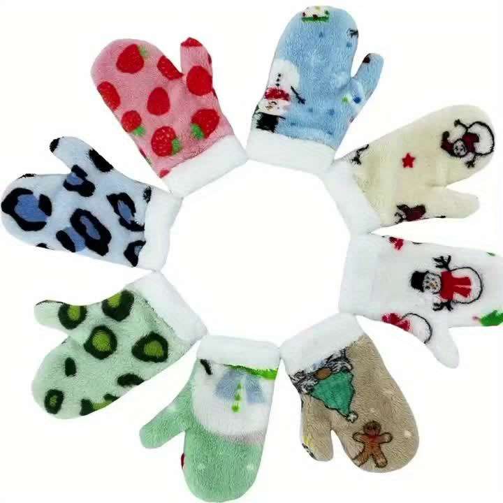 Winter Gloves Color L Green Leopard Print Gloves