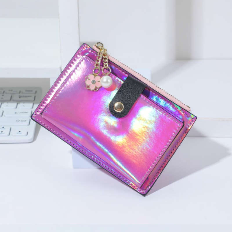 1pc Everyday Comfort Chic Holographic Synthetic Leather Wallet with Zipper Coin Purse Multiple