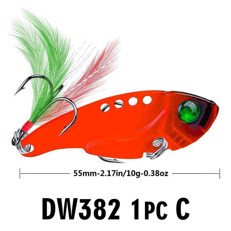 1pc Lifelike Rooster Tail Spoon Wobble Fishing Lure With Jig Hook