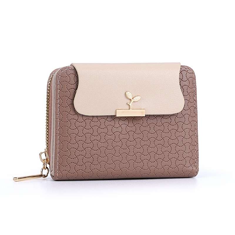 1pc Women's Zipper Wallet With Buckle Bifold Compact Pocket Wallet Coin Purse With ID Window Cas
