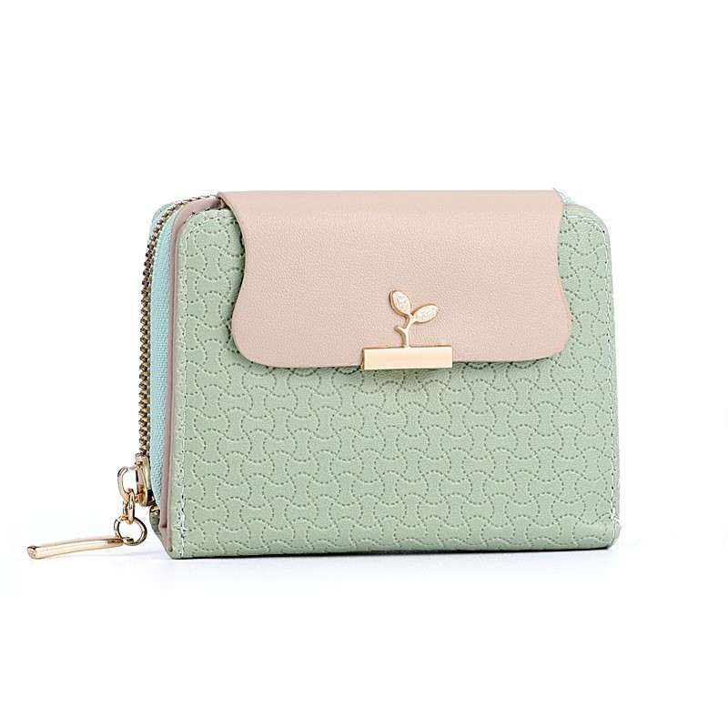 1pc Women's Zipper Wallet With Buckle Bifold Compact Pocket Wallet Coin Purse With ID Window Cas
