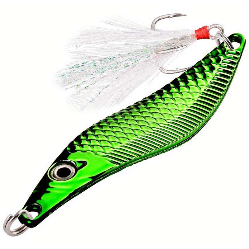 1pc 10g Leech Spinners Spoon Lures  Artificial Bait With Feather Hook Night Fishing Tackle