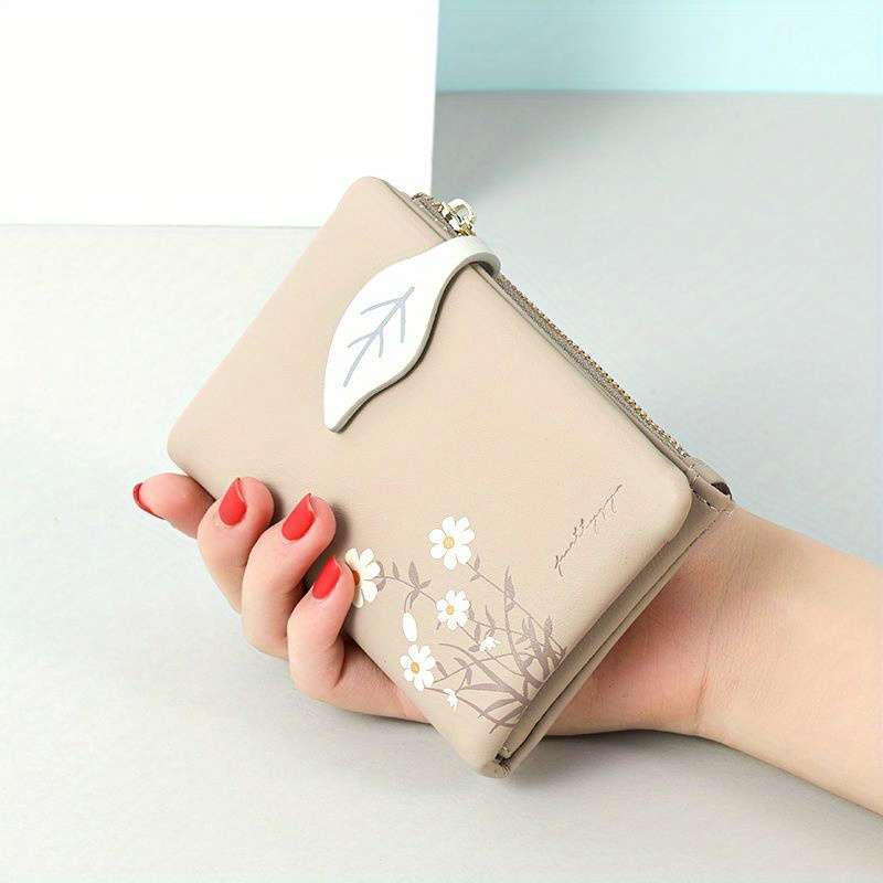 1pc Floral Print Short Wallet Bifold Coin Purse All-Match Credit Card Holder Portable Purse