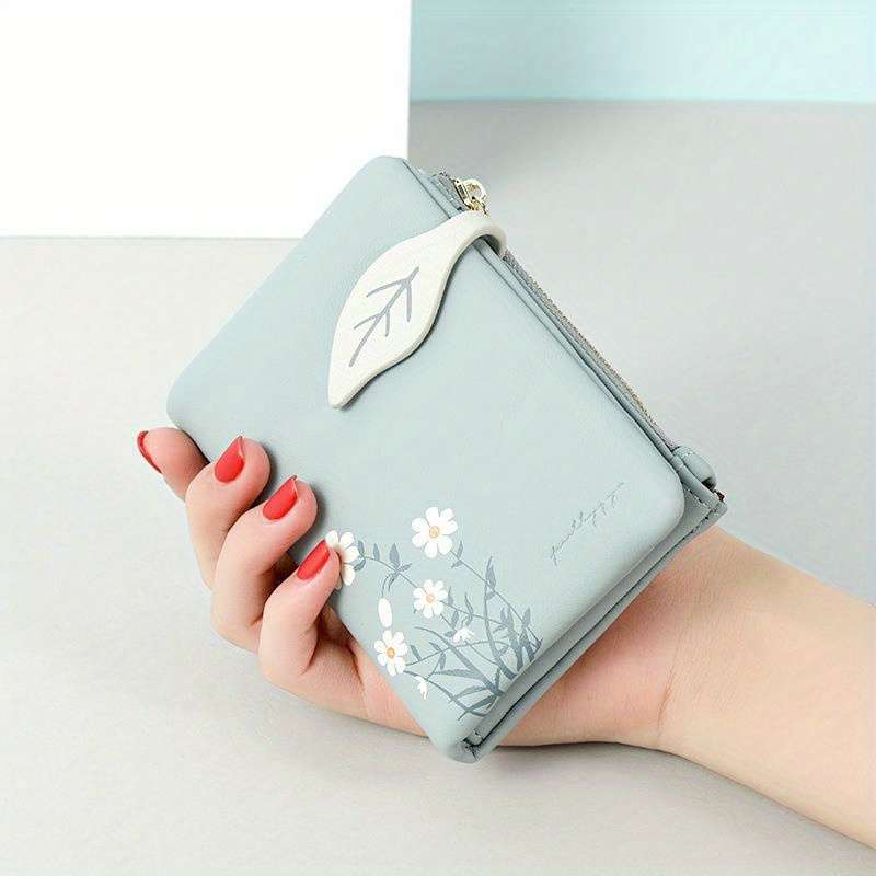 1pc Floral Print Short Wallet Bifold Coin Purse All-Match Credit Card Holder Portable Purse