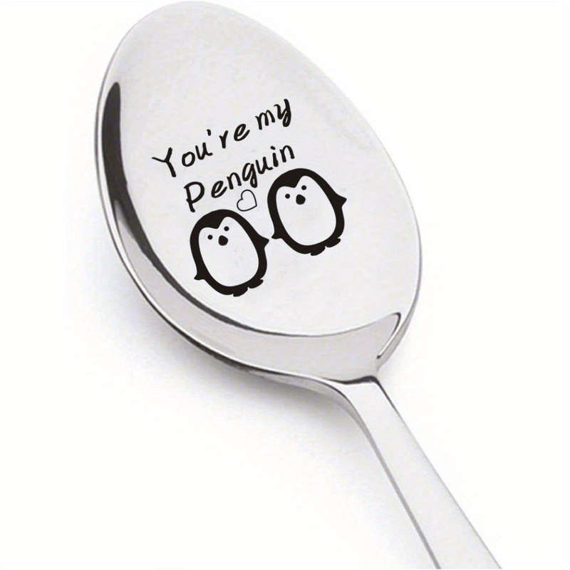 1pc 2.54 cmYou're My Penguin  Engraved Stainless Steel Spoon Adorable Gift for Boyfriend Gir