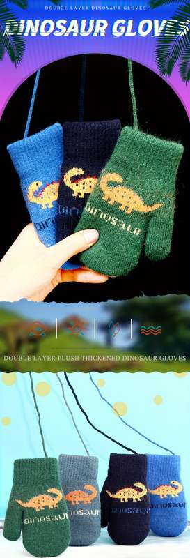 Winter Gloves Color Blackish Green Size Plus Size 7 To 11 Years Old