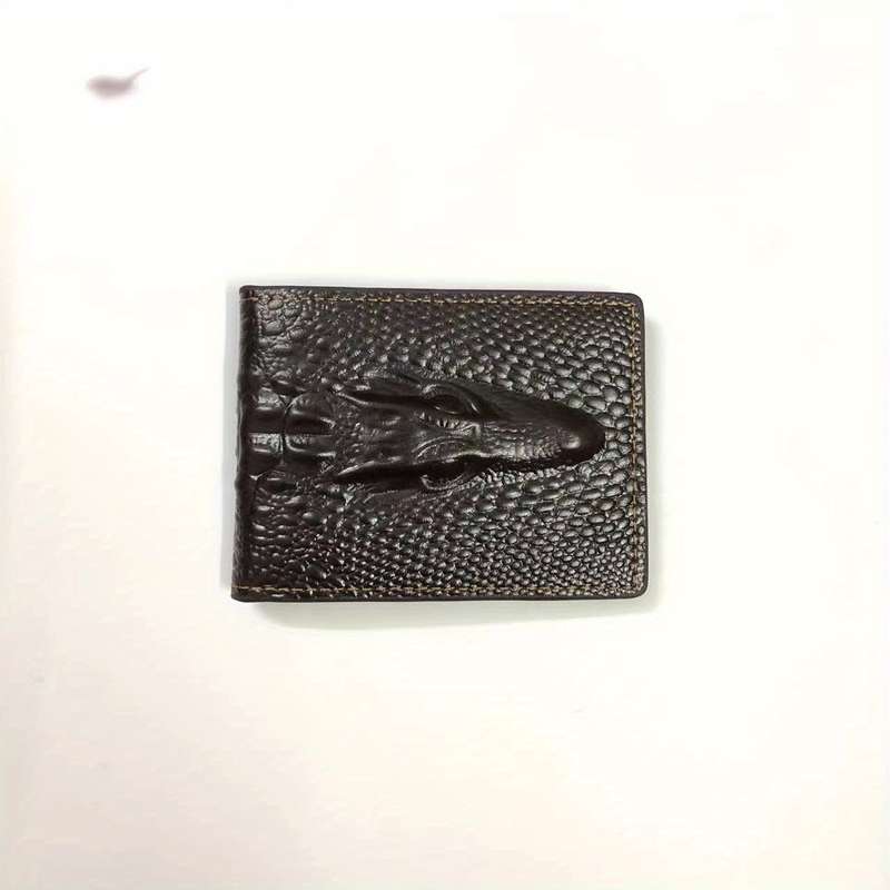 1pc Men's Crocodile Pattern Short Wallet Cool Slim Wallet Multiple Card Slots Purse Card Holder Hor