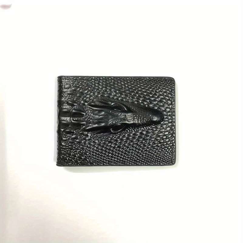 1pc Men's Crocodile Pattern Short Wallet Cool Slim Wallet Multiple Card Slots Purse Card Holder Hor