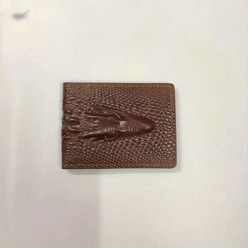 1pc Men's Crocodile Pattern Short Wallet Cool Slim Wallet Multiple Card Slots Purse Card Holder Hor