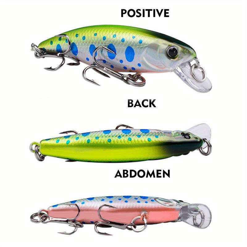 1pc Proberos Premium Sinking Minnow Lure 5.69cm Hard Bait with 3D Eyes Dual Treble Hooks Li