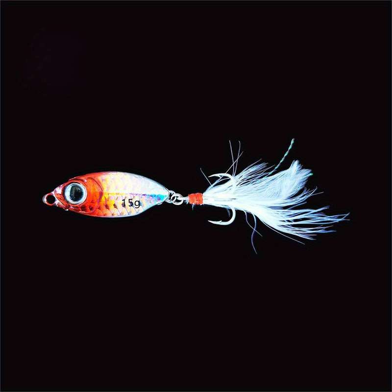 1pc 10g Small Iron Plate with Falling Fish Scale Pattern in Long-range Cast Perch with Cocked Mout
