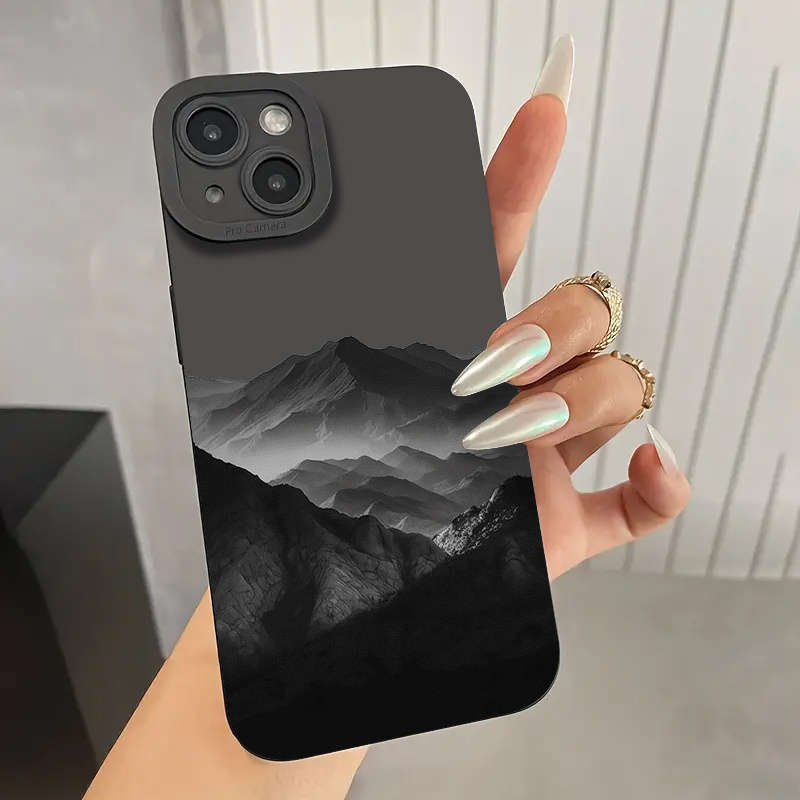 1Pc Mixed Color  For iPhone 12 Pro Max Black Background Pattern Phone Case