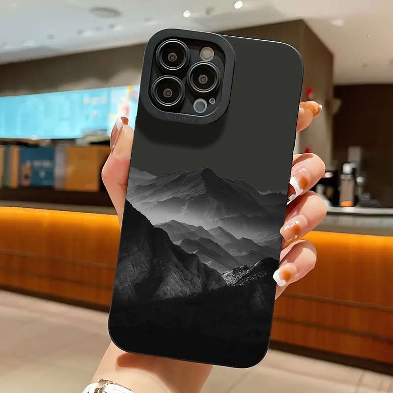 1Pc Mixed Color  For iPhone 12 Pro Max Black Background Pattern Phone Case