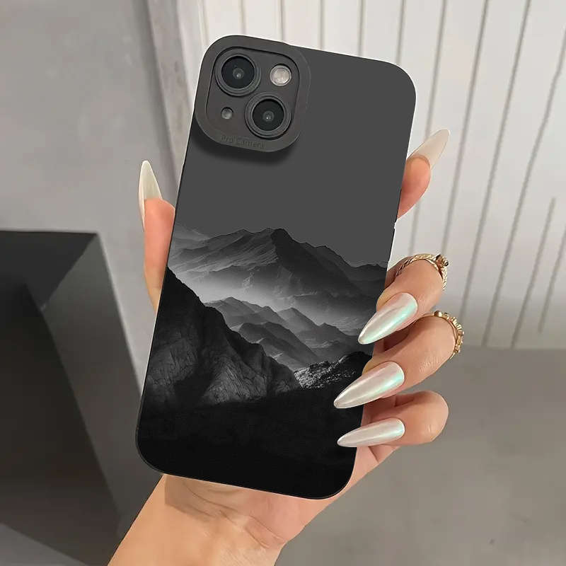 1Pc Mixed Color  For iPhone 12 Pro Max Black Background Pattern Phone Case